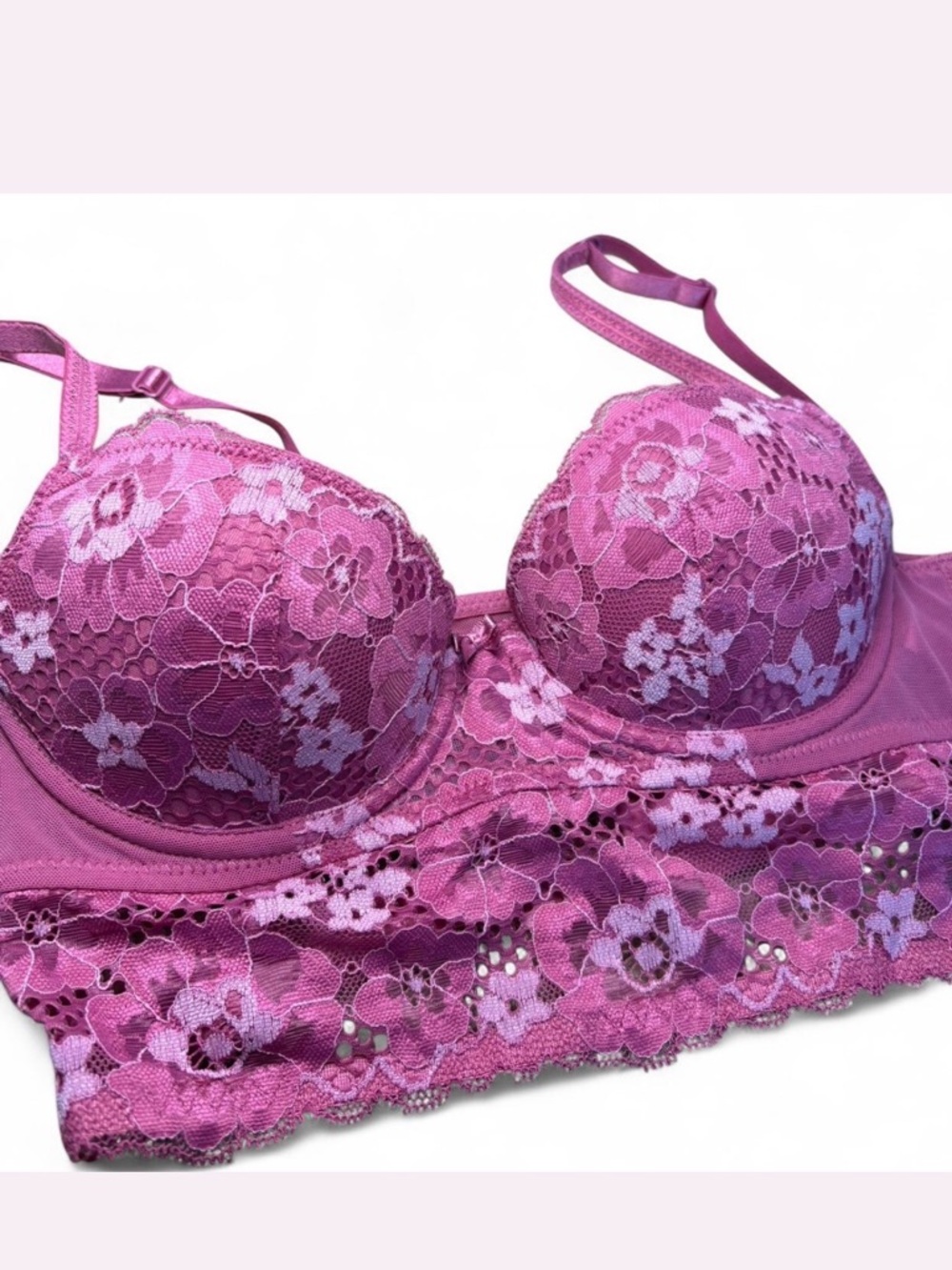 Lace Longline Bra - Pink